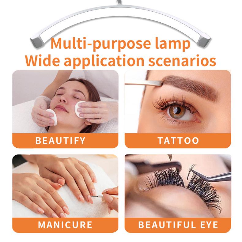 23-Inch Gold Cantilever Half-Moon Lamp, 36W, 3 Color Modes for Eyebrow, Tattoo, Manicure, U-Shaped Eyelash Extension