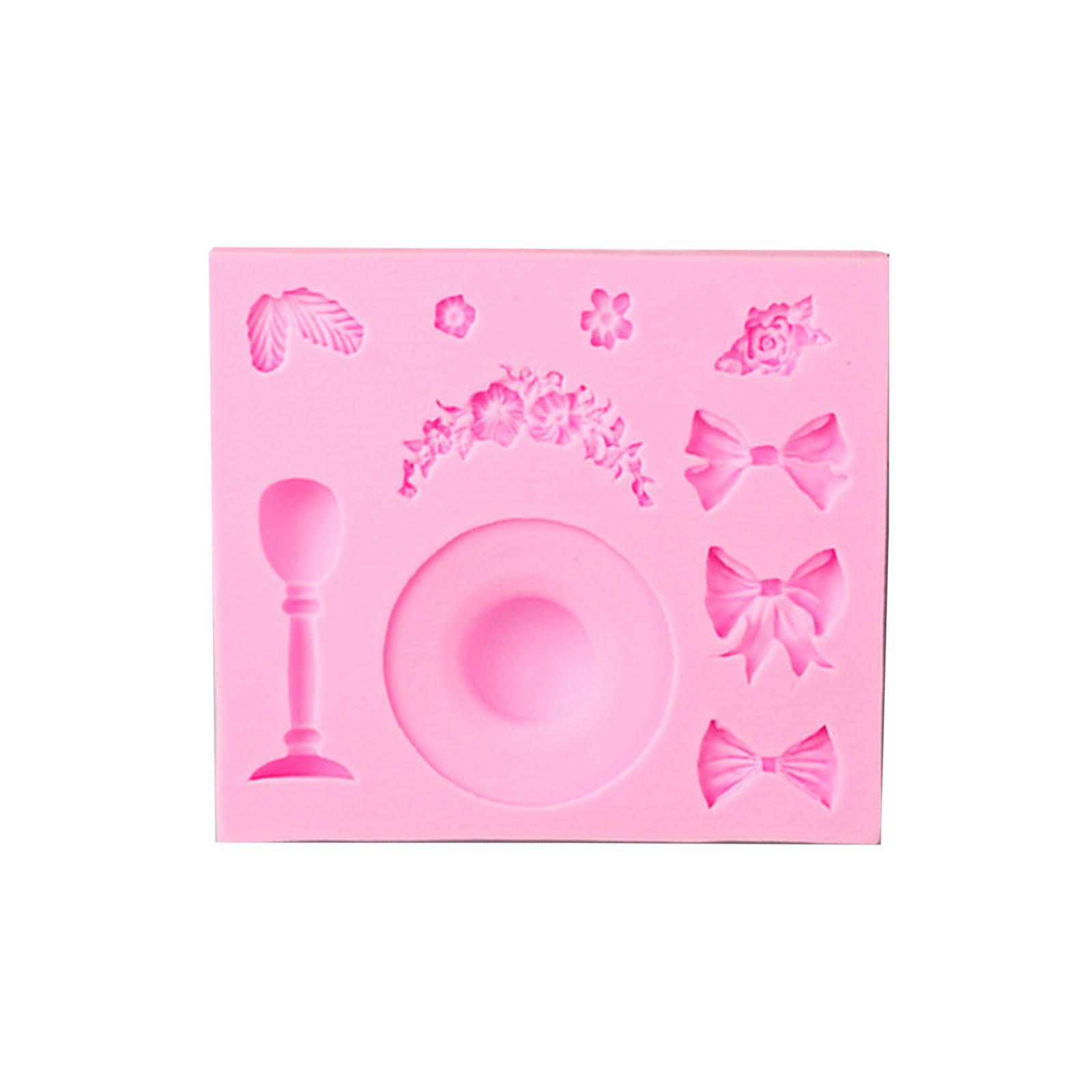 Hat Bowknot Flower Fondant Chocolate Mould Cake-Topper Baking Tool Handmade-Soap Silicone Ornament Mold Easy to Clean 1 розовый