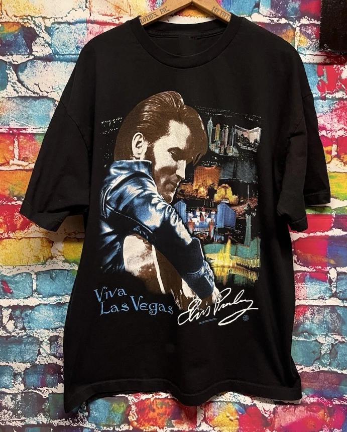 Винтажная черная футболка Элвиса Пресли 90-х с принтом Rock N Roll Music S-5XL 3XL