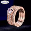 Classic Unique Bridal Sets Cubic Zirconia Wedding Finger Ring For Women Rose Gold Crystal Jewelry DWR059