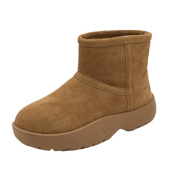Damen Wasserdichte Echtleder Schneestiefel 2024 - Dicke Sohle & Plüschfutter für den Winter