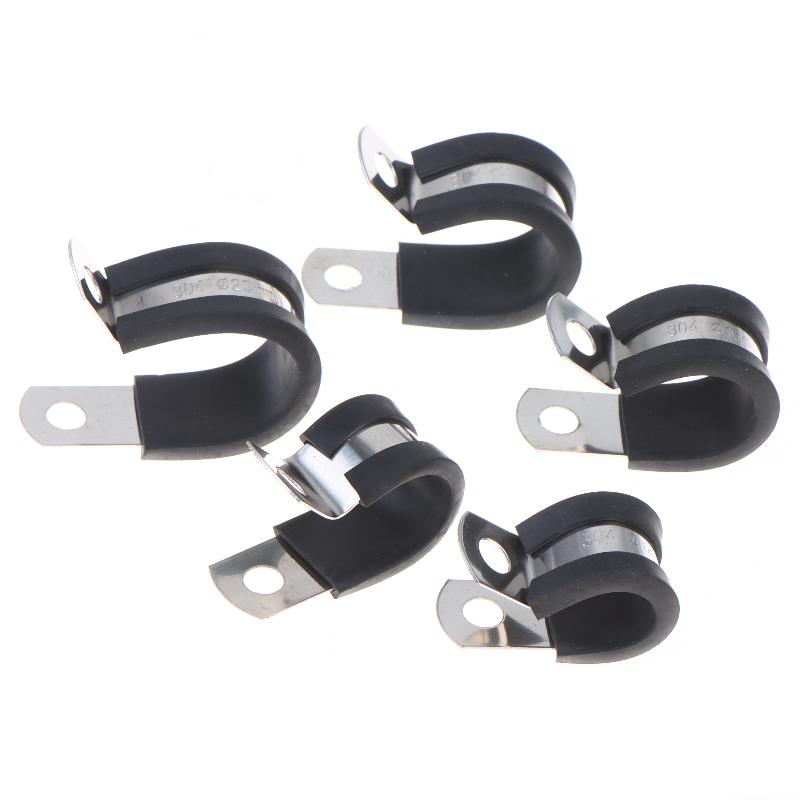 10Pcs Stainless Steel Cable Clamp 6-20mm Insulated Wire Hose Mounting Clip for Off-Road Vehicle Wiring Plumbing Repairs