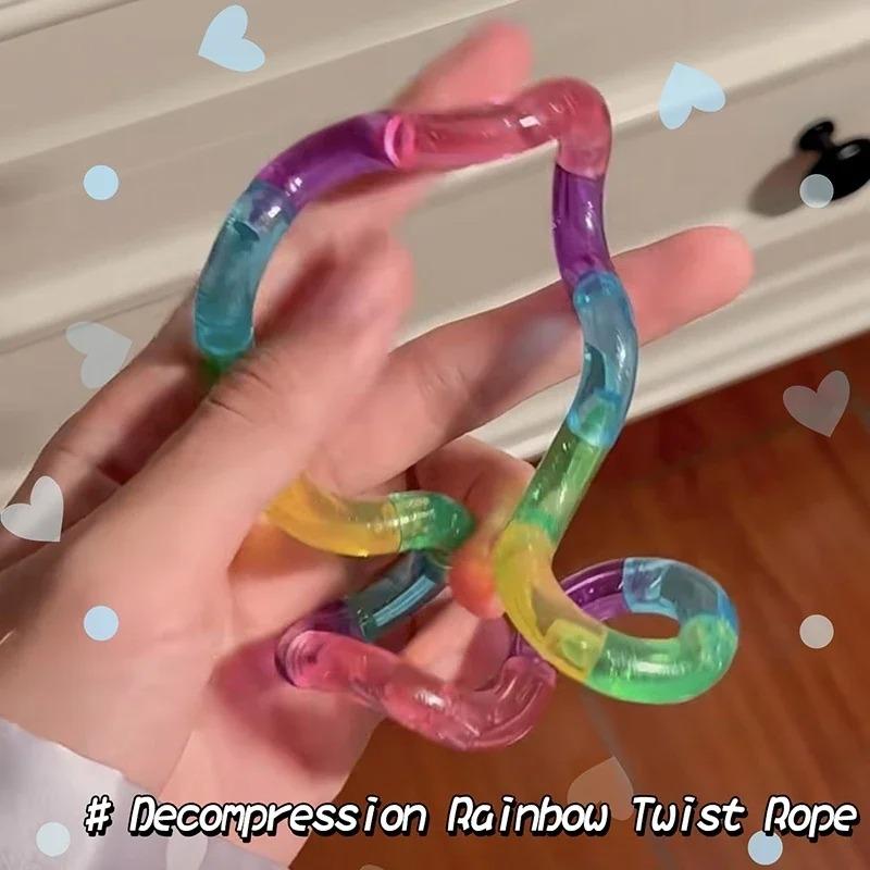 Deformable Rope Fidget Toy - Rainbow Anti-Stress Deformation Rope For Anxiety Relief, Portable Sensory Fidget For All Ages