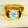 Aquamarine Oval Cut With 925 Sterling Silver Gold Plated Ring For Men's #A736 JL375659042889