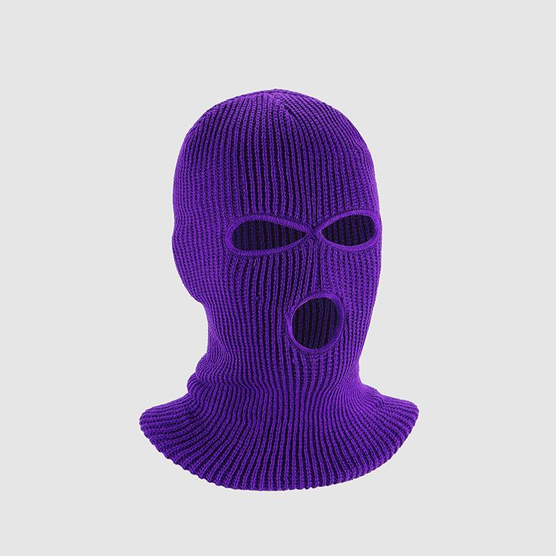

Зимняя теплая вязаная балаклава: Ветрозащитная маска для лица с тремя отверстиями One Size