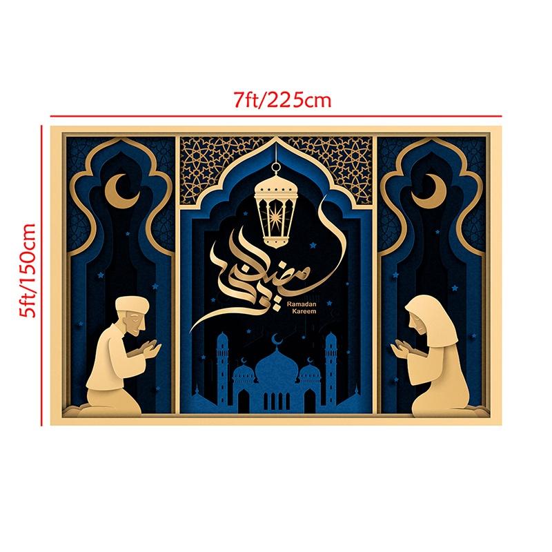 Eid Mubarak Backdrops Mosque Moon Muslim Ramadan Kareem Islamic Festival Portrait Photo Background for Photography Props