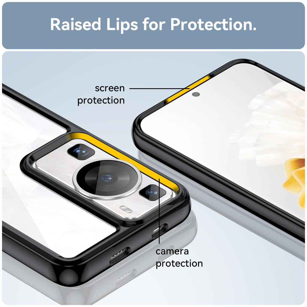 Handyhülle mit erhöhtem Rand für Huawei P60/P60 Pro, TPU+Acryl Handyhülle Sturzschutzhülle