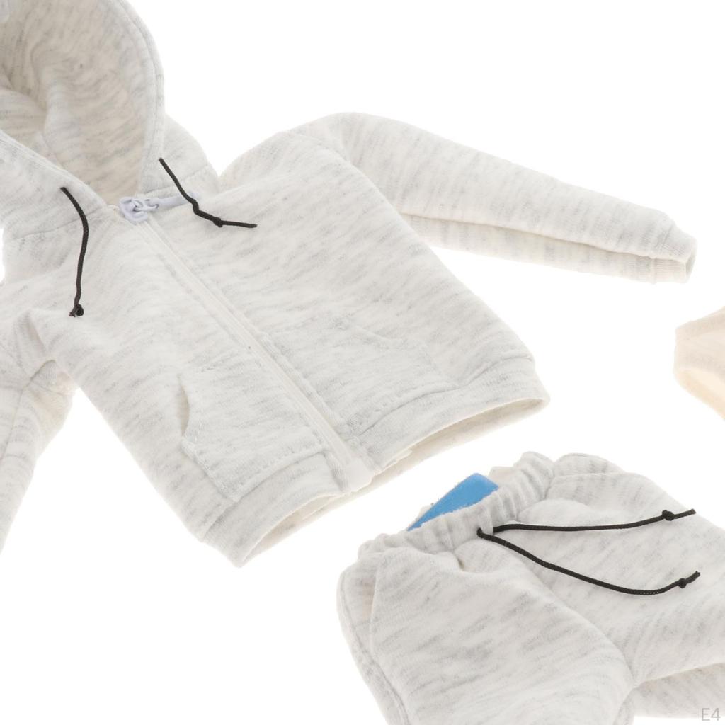 1/6 Scale Casual Workout Set Hoodie Tops and Shorts with Knit Tank Clothes for 12'' HT Action Figure