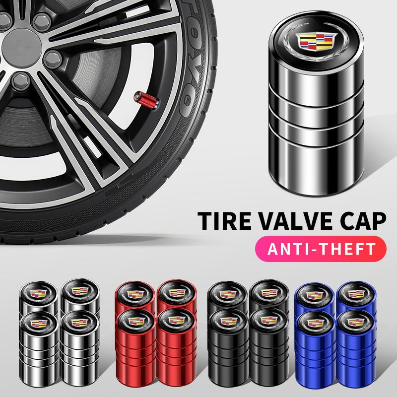 4Pcs/set Car Wheel Tire Air Valve Caps Stem Covers Exterior Accessories for Cadillac Seville XT4 CT4 CT5 ATS SLR STS EXT CTSAU7