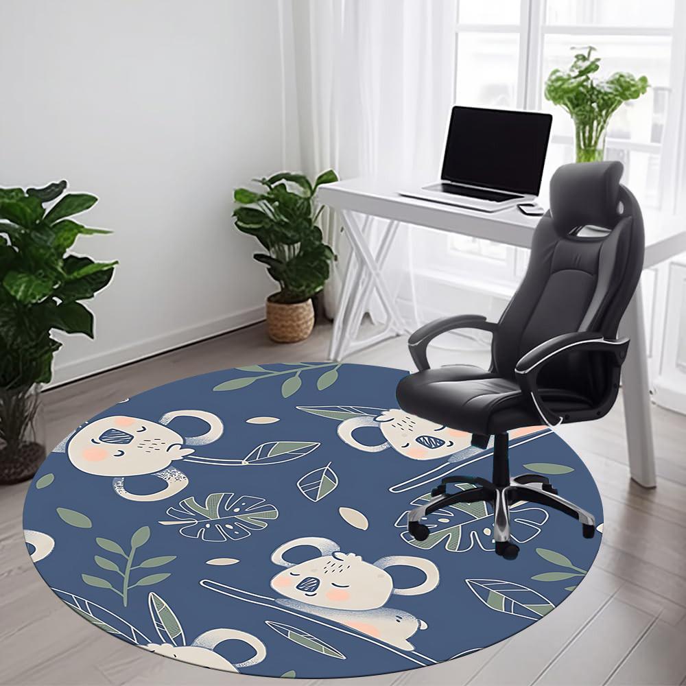1PC Koala Leaves Office Round Area Rug, Mat Suitable For Office, Under Office Chairs Bedroom Living Room Home Decor, Room Deco