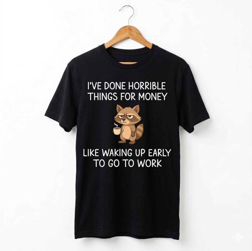 I've Done Horrible Things for Money, Raccoon, Funny, Jokes T-Shirt