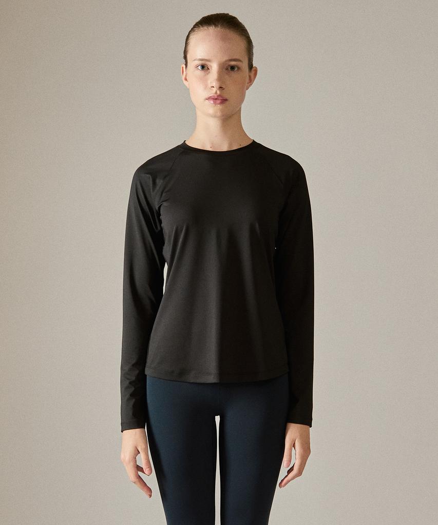 BASIC HOUSE Women'S Cool Functional Air Dry Raglan Long Sleeve Tee Black Lzts3210