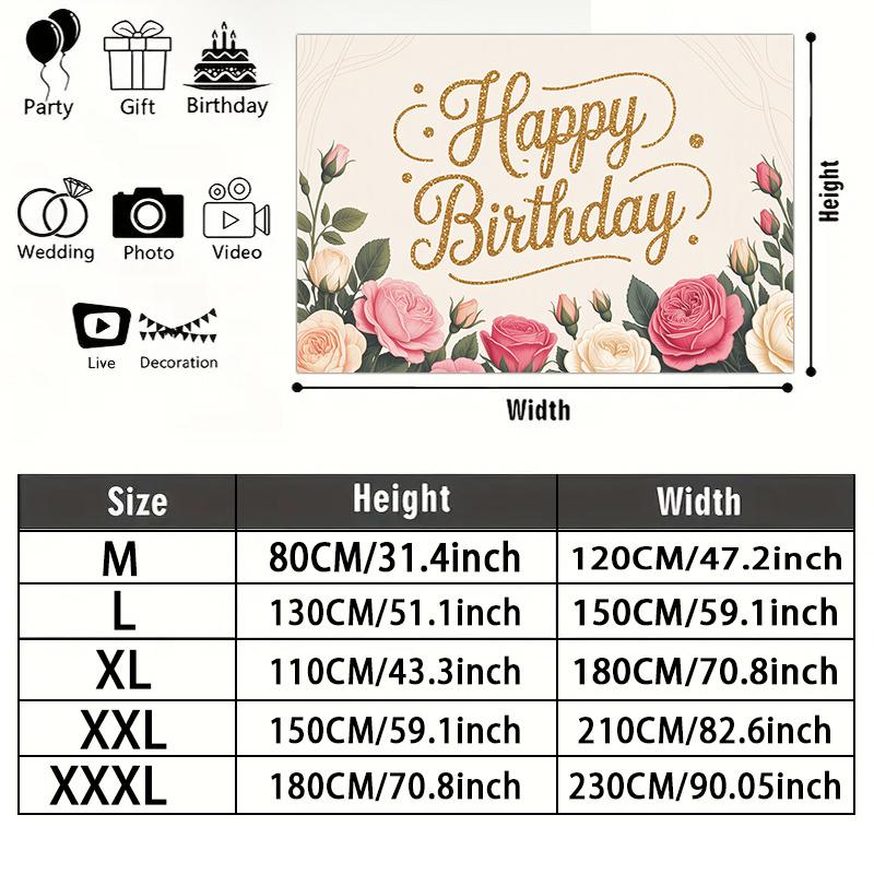 Gold Floral Birthday Backdrop 1pc - Celebration Decor