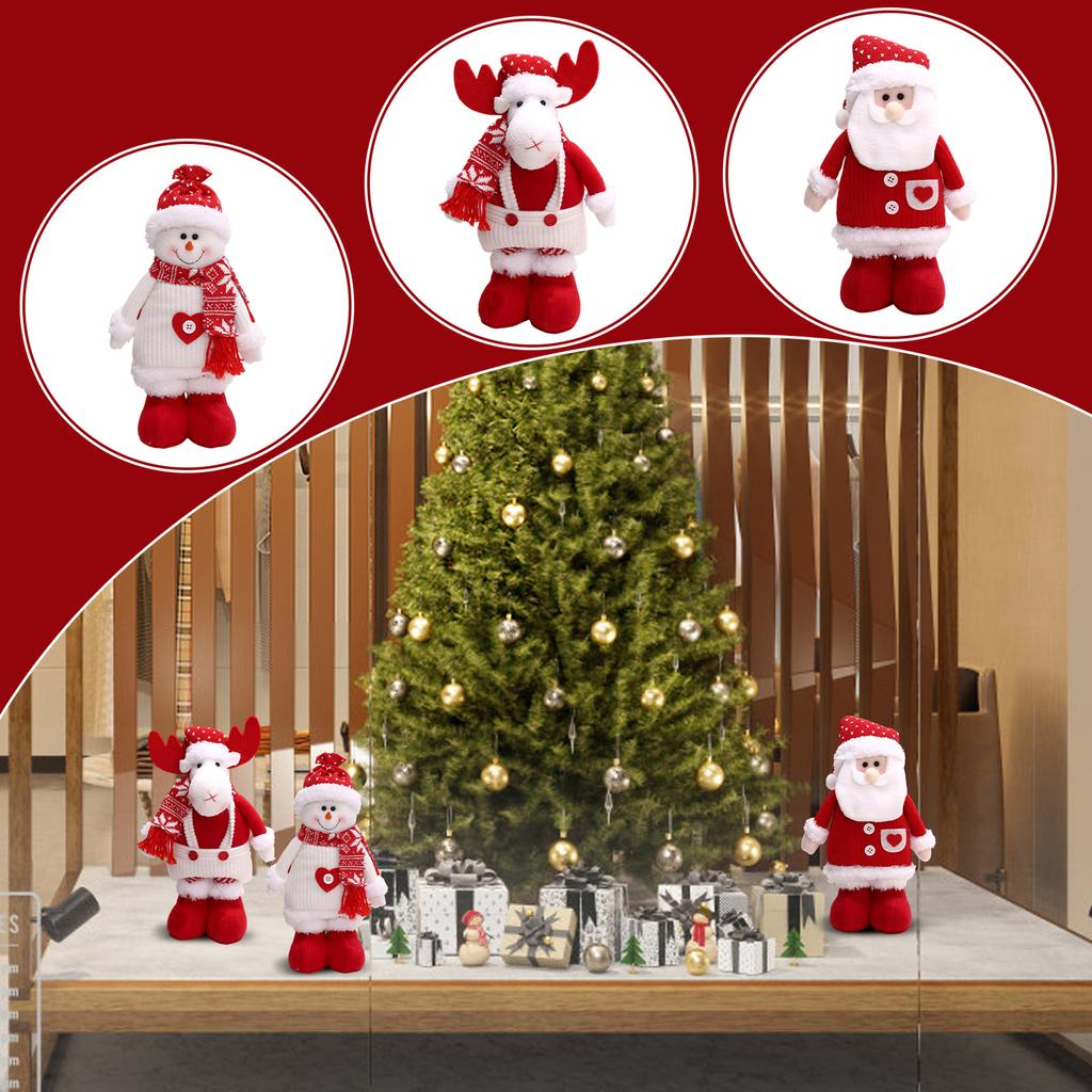 Christmas Stretchable Knitted Red Series Doll Window Display Props Decorations And Accessories
