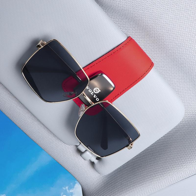 Volvo Car Sun Visor Sunglasses Clip Leather Glasses Holder For V60 V40 XC90 S60 XC60 Olestar AWD XC40 Car Interior Accessories
