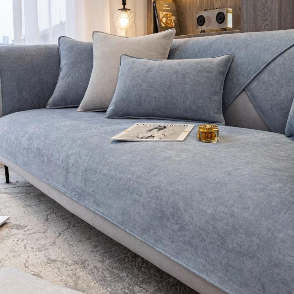 Chenille Sofa Cushion Cover Slip Resistant Modern Gray Luxury All Season Universal Simple Sofa Pad Protector