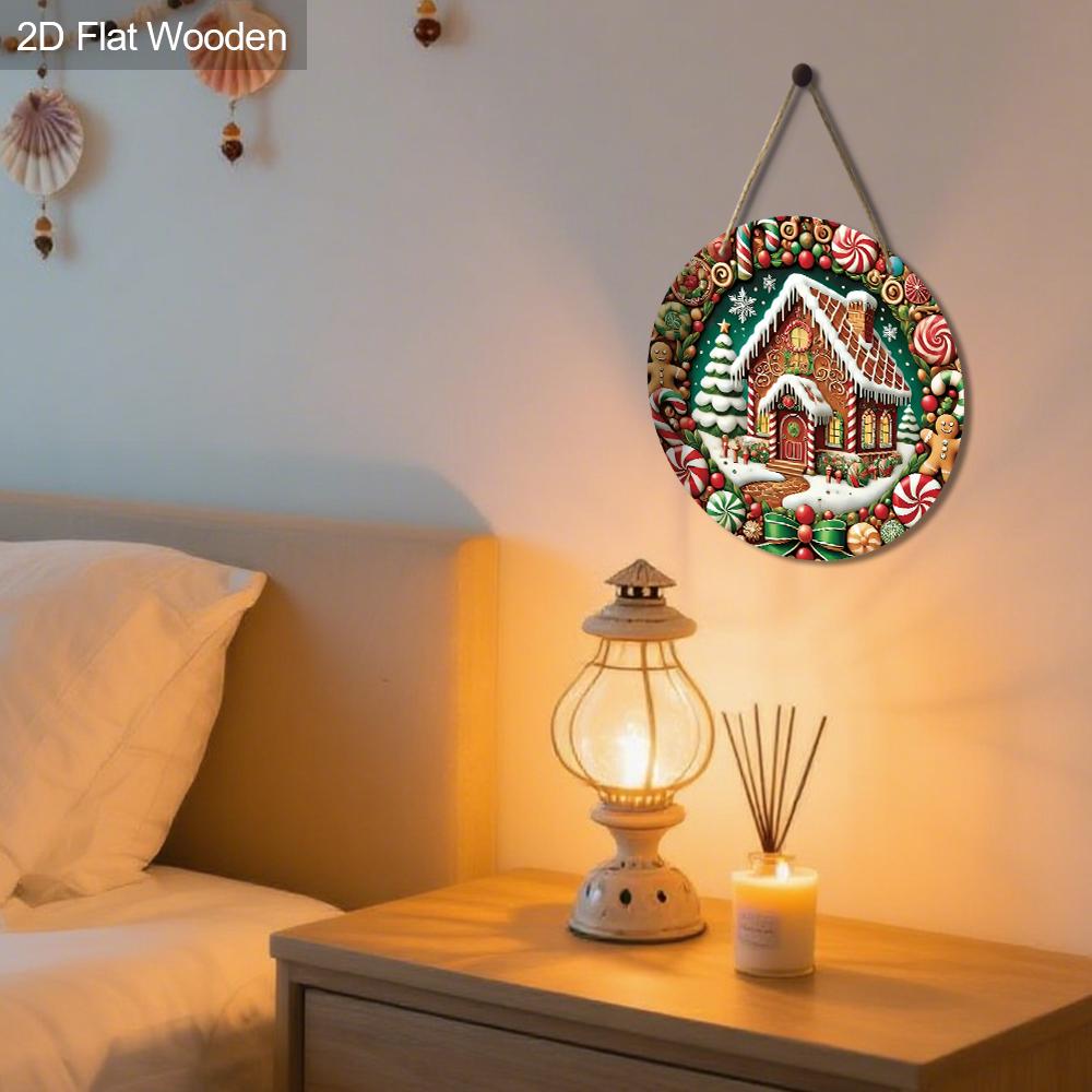 Weihnachts-Holzschild mit Schneehäuschen-Muster - Navidad-Schild für Haustür, Hof, Balkondeko - Ideale Weihnachtsdekoration