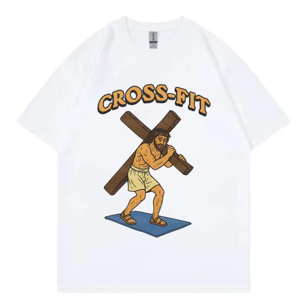 Jesus Funny Christian Gym Meme Tshirt Fashion Vintage Short Sleeve Tshirt Unisexs Women Clothing Casual Cotton TShirt Streetwear