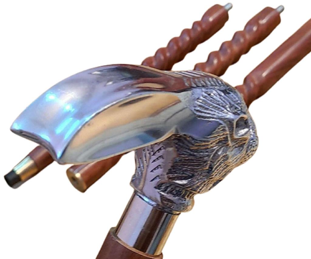 Antique Vintage Silver Rabbit Handle Stick Victorian Wooden Walking stick cane for Adults