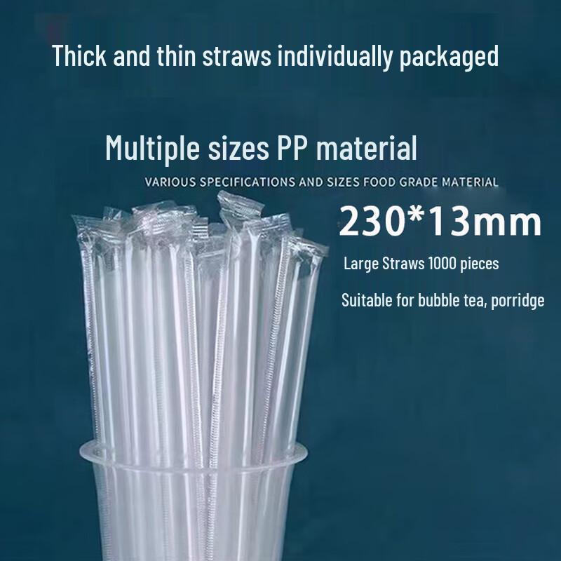 Homeglen Transparente Einweg Jumbo Plastikstrohhalme