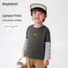 MQDMINI Boys' Cartoon Long-Sleeve Faux Two-Piece T-Shirt
