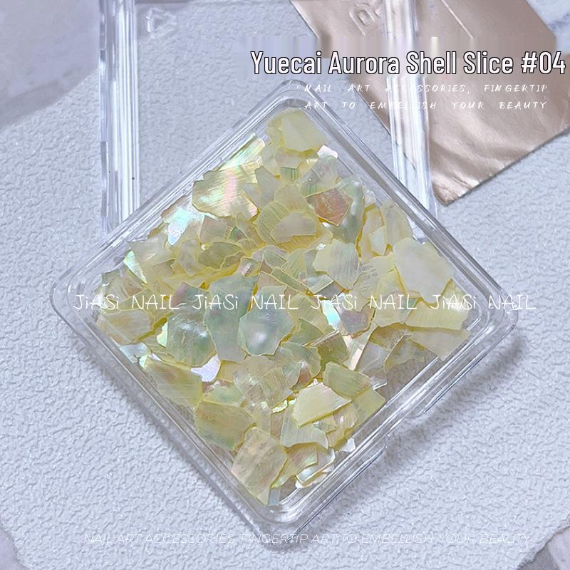 Iridescent Abalone Nail Decor: Ultra-Thin Shell Fragments in 6-Grid Box