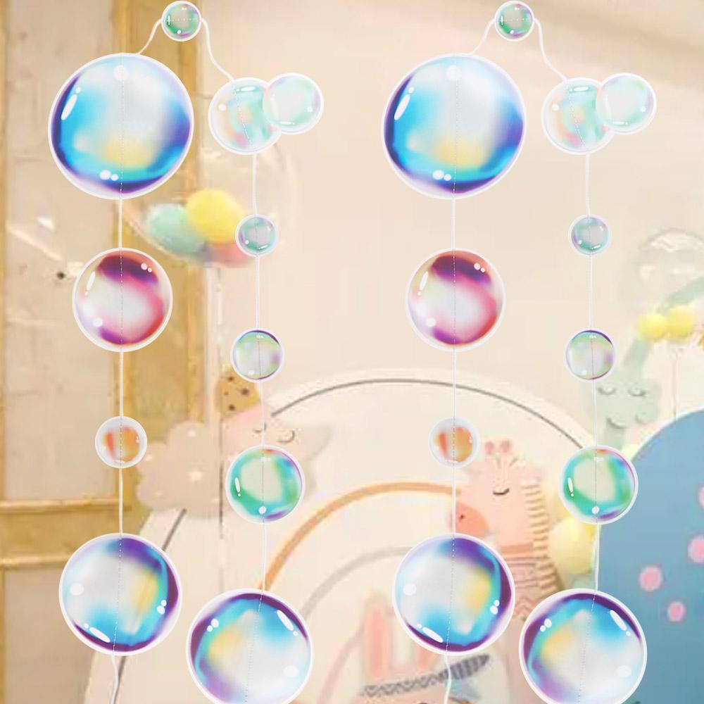 Decor Round Romantic Bubble Circle Banner Bubble Ribbon Bubble Paper Skewers Wall Hanging Garlands