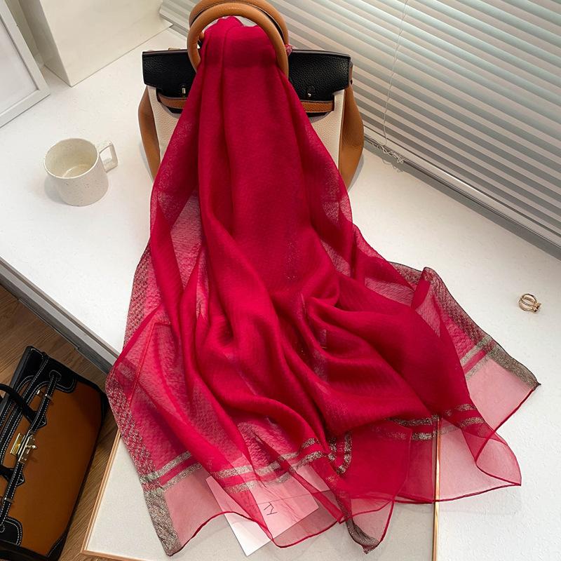 2025 Solid silk wool scarf women hijab pashmina shawls and wraps Luxury Brand Foulard Bandana Bufanda Blanket Scarves
