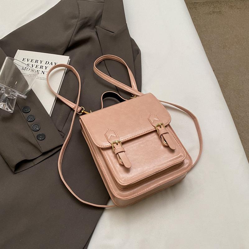 

2024 summer new retro niche design backpack commuter student Korean double shoulder trendy handbag women рожевий