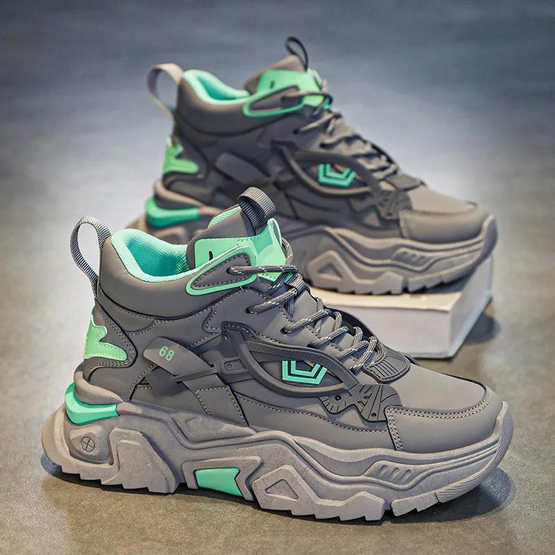 2024 new breathable sports shoes anti slip thick soled versatile casual shoes fashionable height increasing men's shoes sneakers