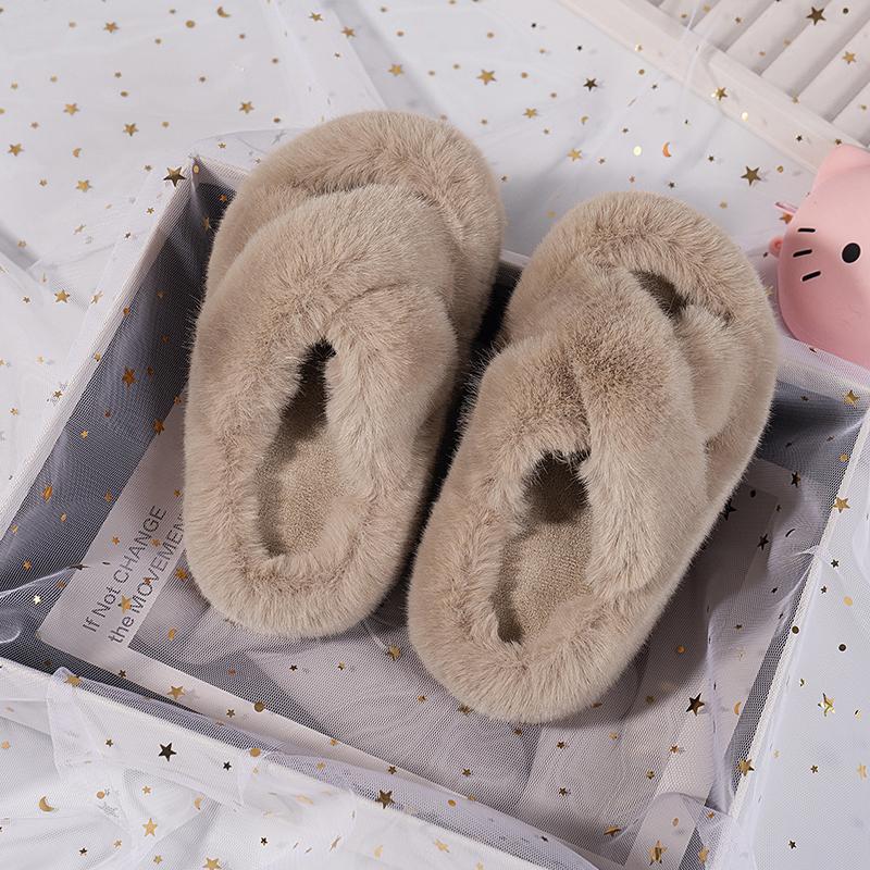 Children's Slippers Girls Open Toe Plush Fur Shoes Kids Soild Warm  Indoor Non Slip Rubber BottomMulti-style Cotton Slipper