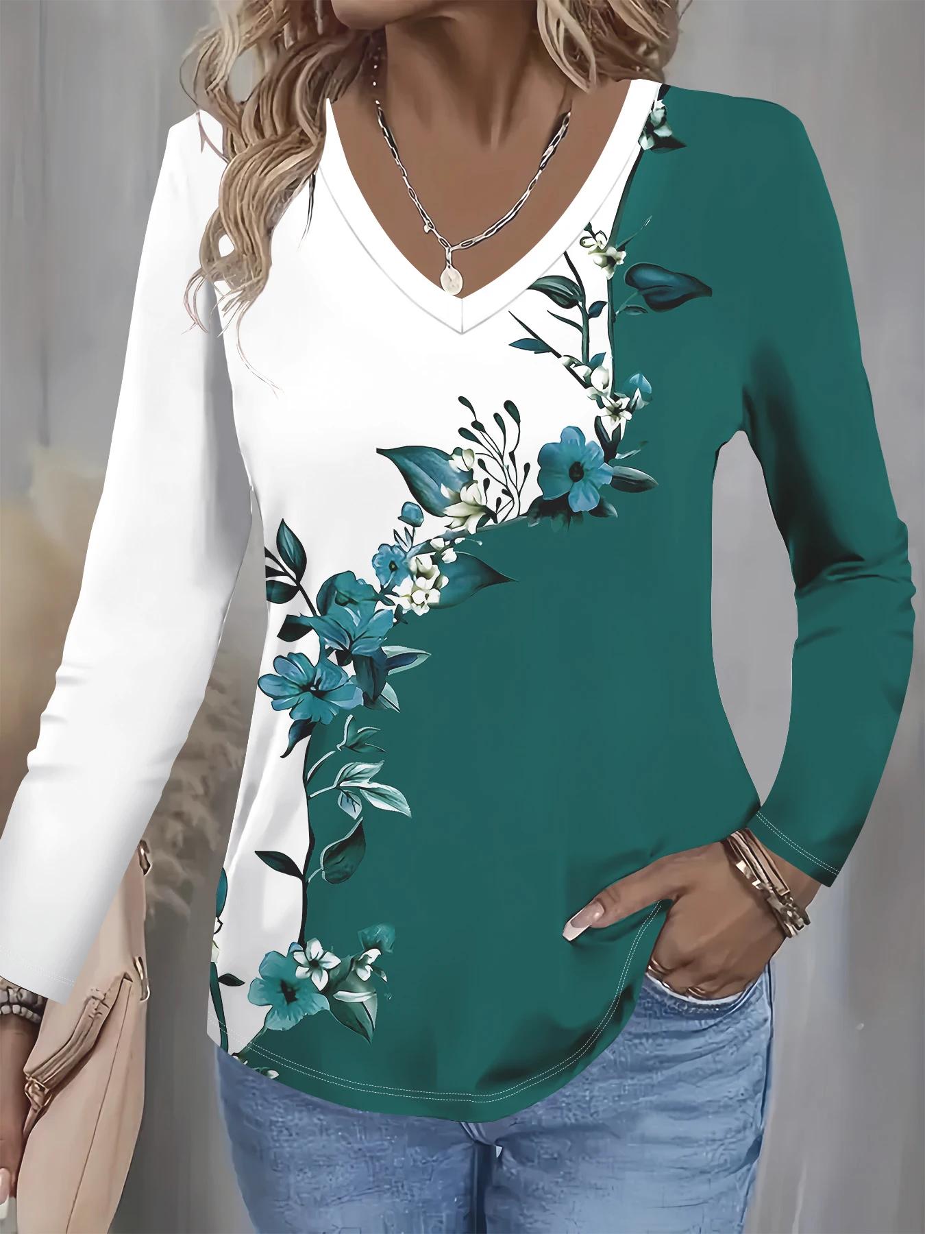 

Летняя новая мода 2025 женская повседневная футболка с длинным рукавом и принтом XL