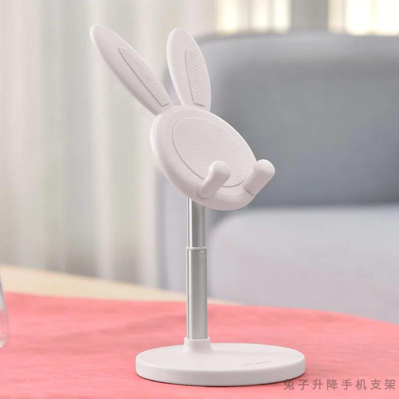 Cute Bunny Phone Holder Desktop Cell Phone Stand Height Angle Adjustable For iPhone 13 14 iPad Lovely Rabbit Tablet Support
