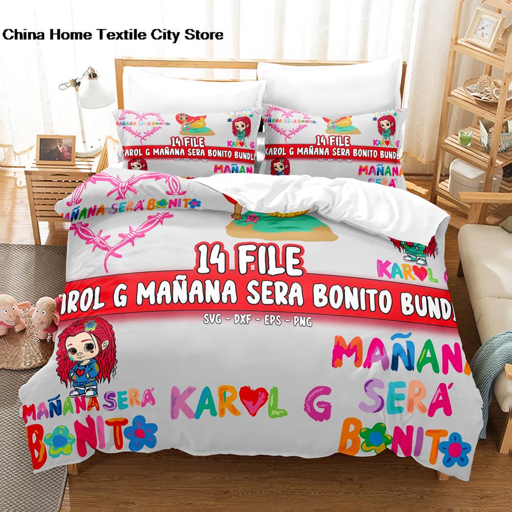 Karol G Mermaid Mana Sera Bonito SVG Beding Set Single Double King Bed Linen Set Children s Bedrom with Soft Fabric Duvet Set Mana Sera Bonito 21 100*200cm Single