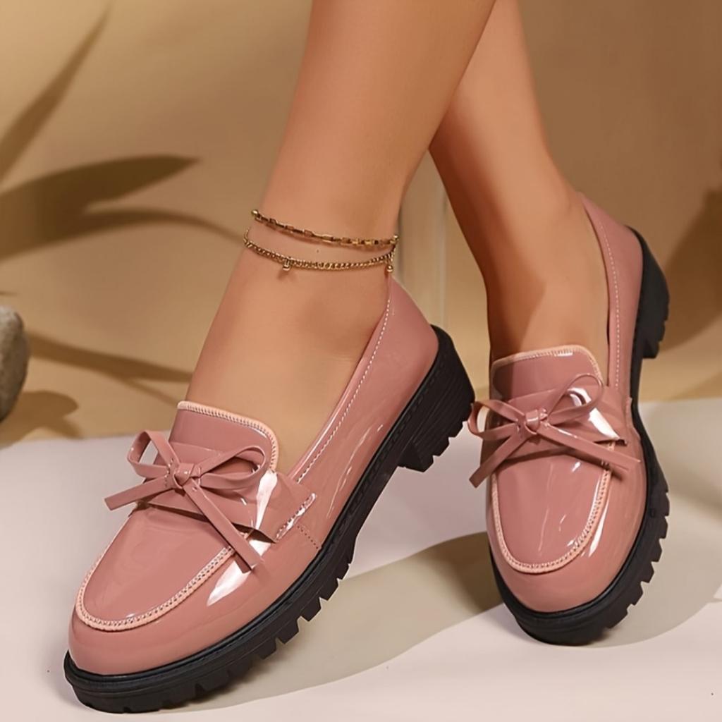 Damen Glänzende Rote Freizeitschuhe - Rutschfest Schleifendekoration, Glänzende Ballerinas, Vielseitiges Design, Eleganter Stil, Geeignet für Bürokleidung