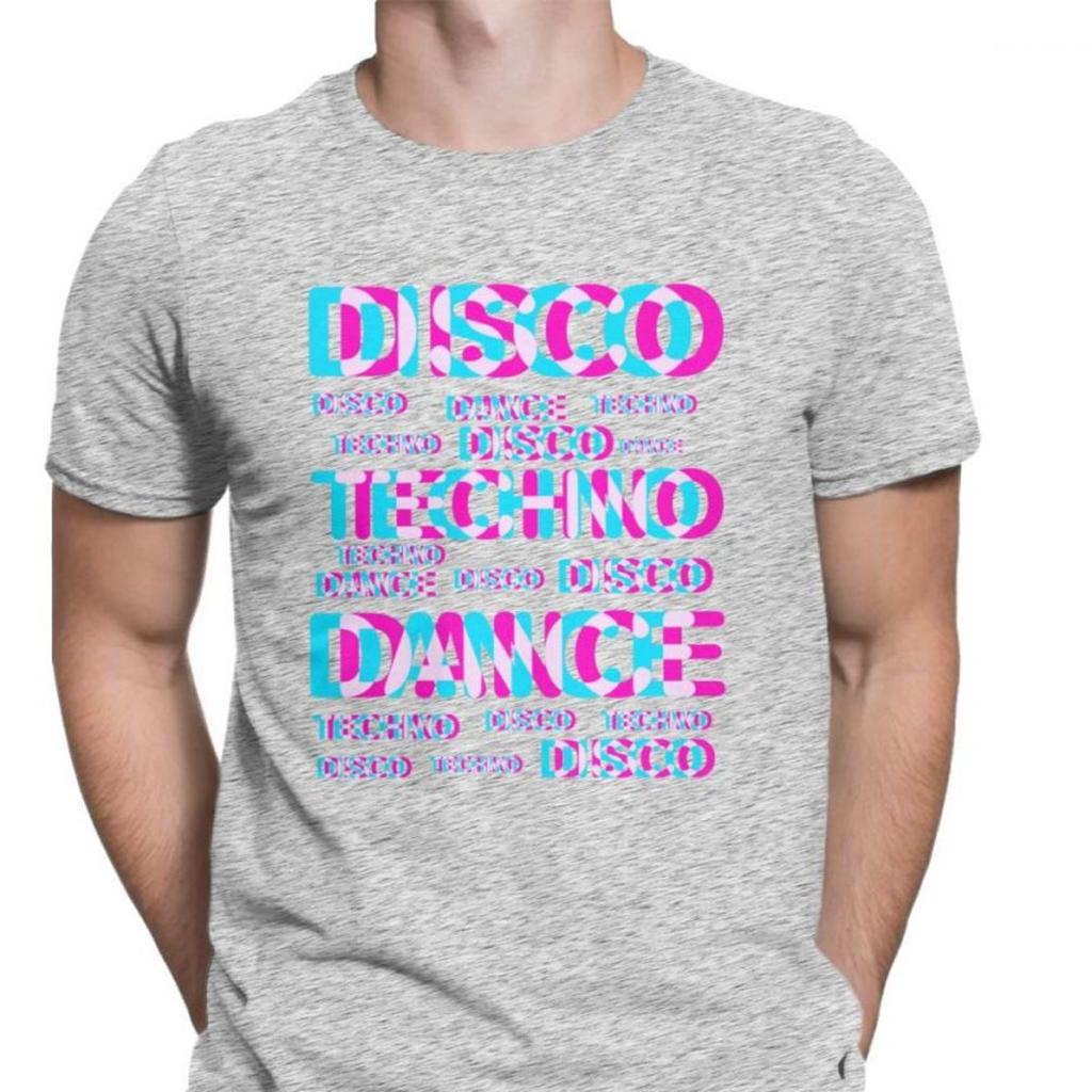 Disco Dance Techno T Shirts Men Cotton Novelty T-Shirt Music Audio Trance Hardcore Tee Fitness Clothes Christmas Day