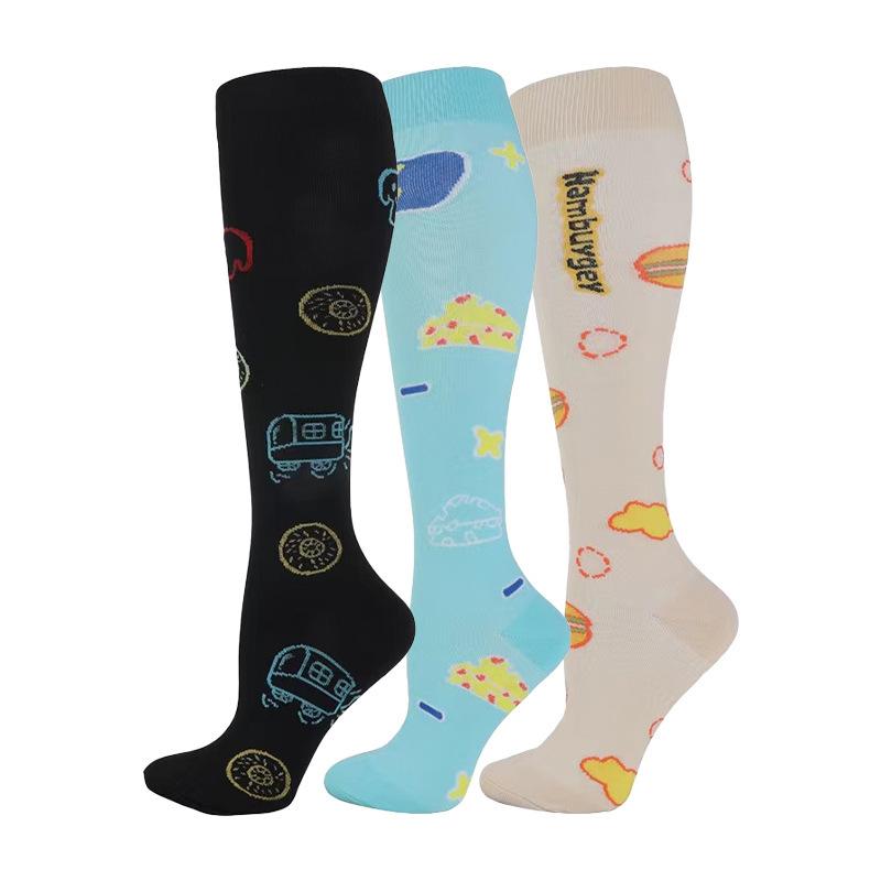 58 stylů 3 páry/balení Kompresní podkolenky 30 mmHg Ženy Muži Sportovní podkolenky Edém Cukrovka Křečové žíly Běžecké podkolenky