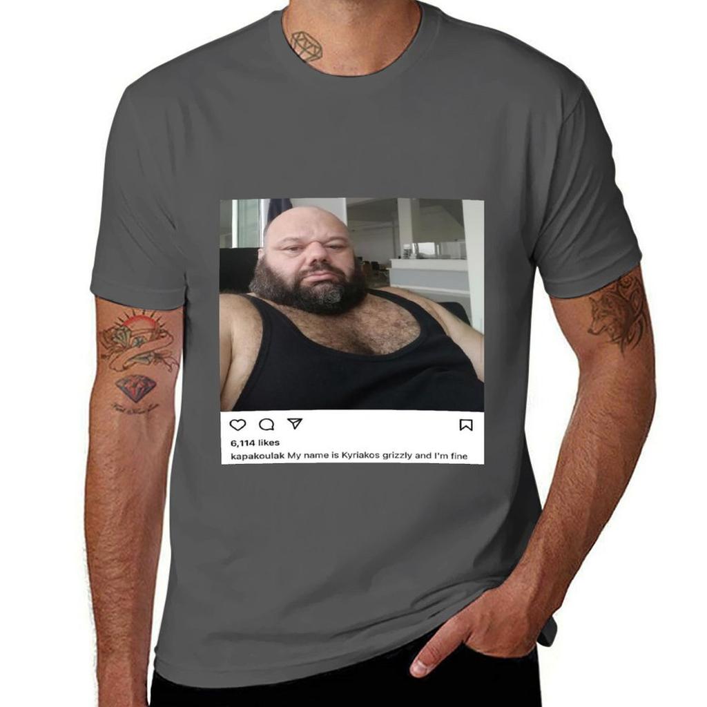 Kyriakos Grizzly is fine TShirt Big and Tall Solid Color TShirt