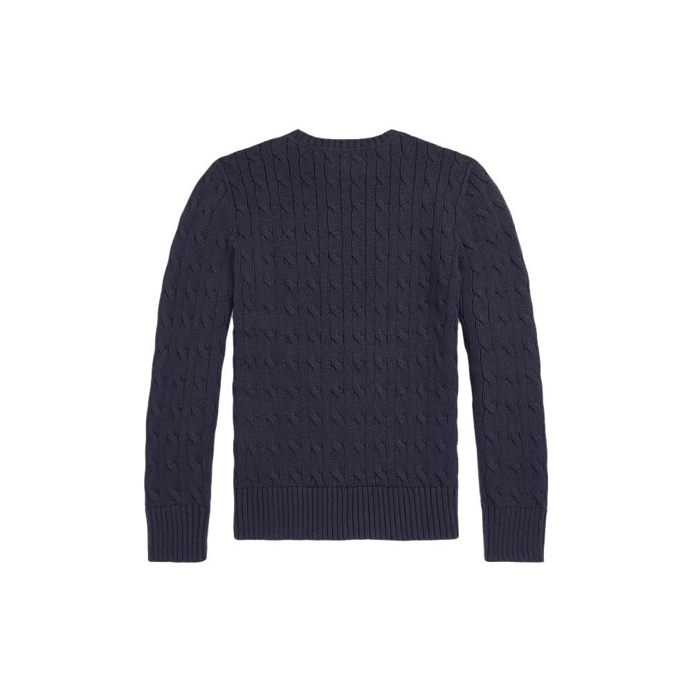 Polo Ralph Lauren Solid Cable Knit Logo Embroidered Long Sleeve Kids Tops Navy-Blue CWPOSWEY6820310-410