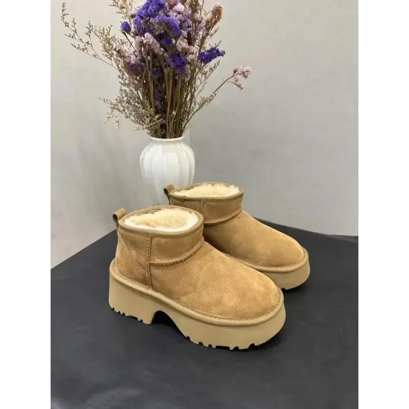 Fashion High heeled wool boots, the latest winter 2025 sheepskin wool integrated women's boots, mermaid style, platform high heels