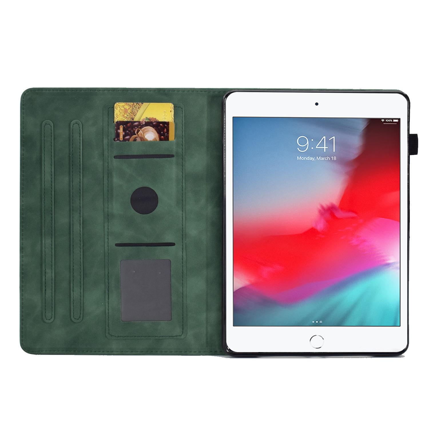 

For iPad Mini/Mini 2/mini 3/mini 4/mini (2019) 7.9 inch Case Butterfly Flower Stitching Anti-Drop Tablet Cover with Card Holder,Stand Green