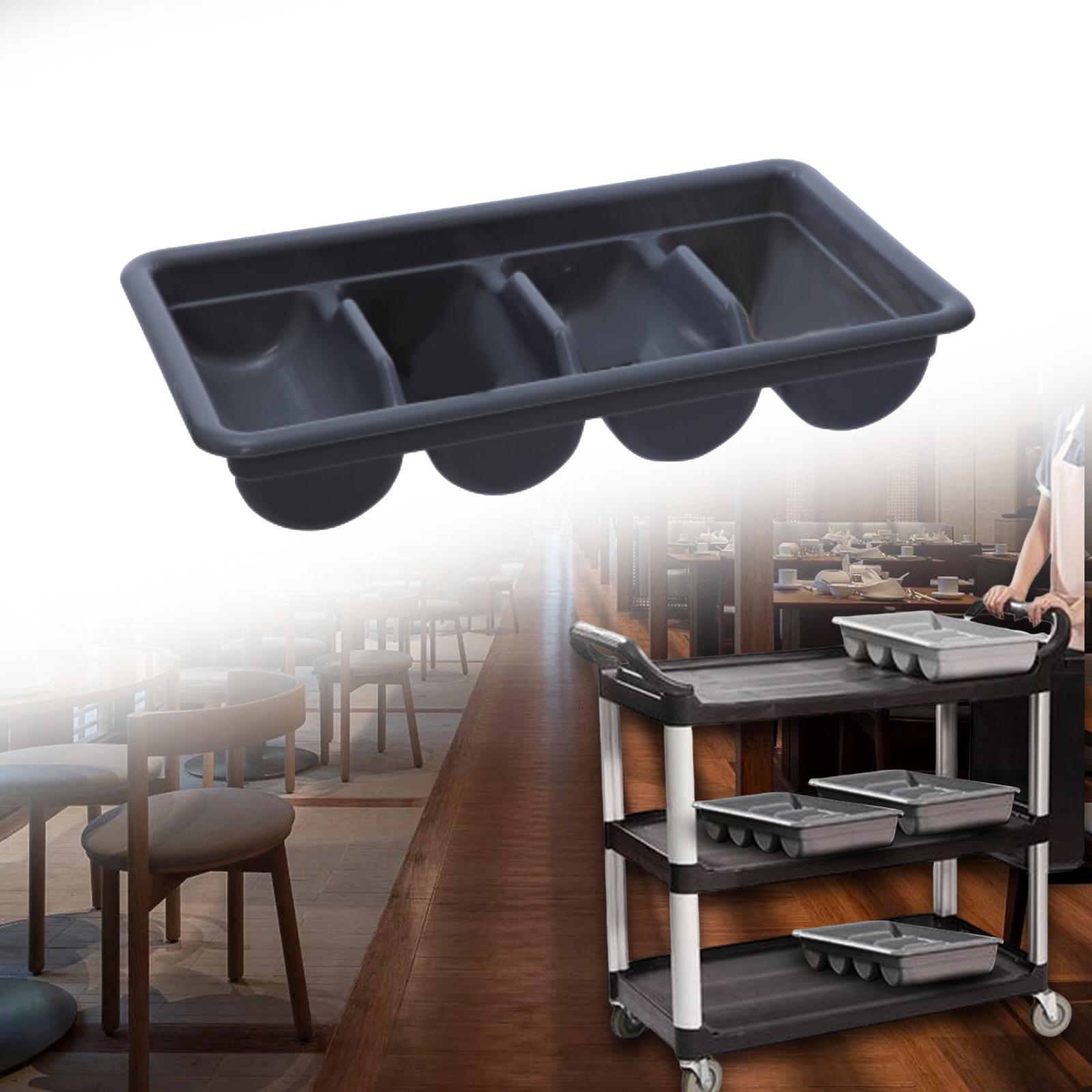 

Подставка для столовых приборов с 4 отделениями, поднос для столовых приборов для ресторана чёрный