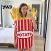 Funny Hot Dog Costume Adults Fast Food Costume, Unisex Hamburger French Fries Stage Performance Cosplay Dress Up Outfit for Halloween Holiday Party