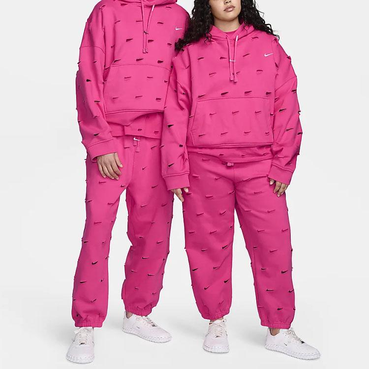 Nike X Jacquemus Společná značka SS24 Jednobarevná Dírkovaná Silná Fleecová Volná Mikina s Dlouhým Rukávem Unisex Mikina Vodově Červená FJ3482-653