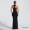 Mesh Patchwork Lace-Up Long Dress