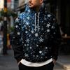 Men's Casual Loose Fit Hoodie with Christmas Print and Large Pockets