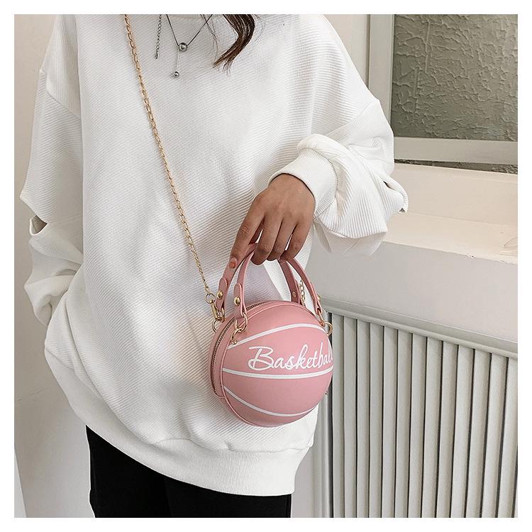 Dámská podzimní/zimní řetízková kulatá crossbody kabelka - Basketbalový/módní design