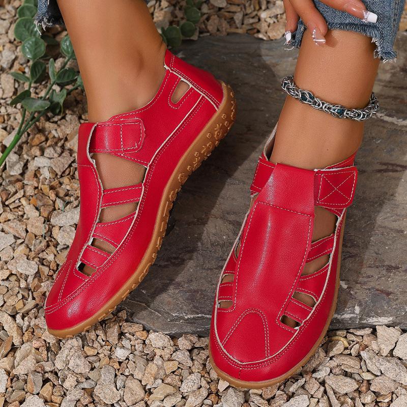 Large size sandals women's summer new Velcro casual shoes comfortable soft sole low top mother flat sports sandals