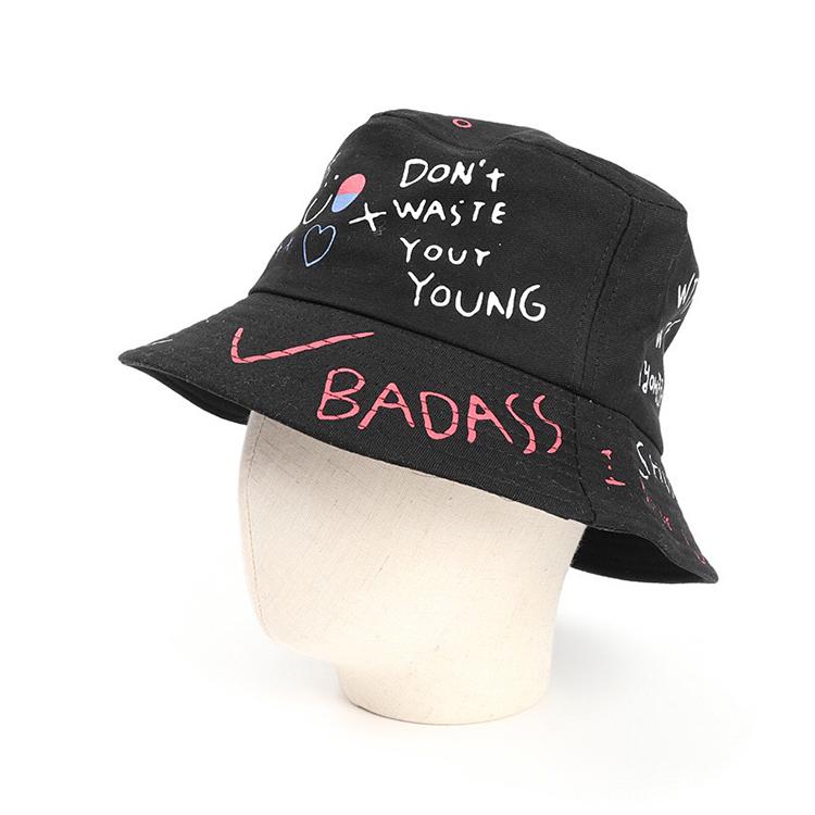 Reversible Graffiti Heart Bucket Hat Small Batch Custom Printed Embroidered Logo Fisherman Hat Stable Supply