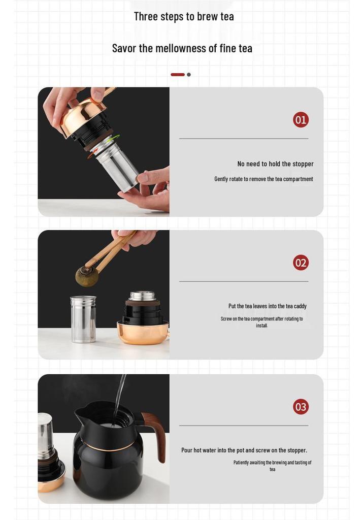 Large Capacity Steaming Teapot, Stainless Steel with Ceramic Coating, Tea-Water Separation, Heat Preservation, Ideal for Brewing Old White Tea At Home